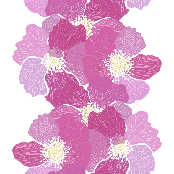 Элегантный Бесшовный Узор Собачьими Цветами Роз Элементами Дизайна Цветочный Узор — стоковый вектор
