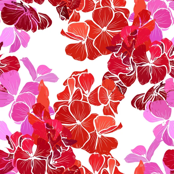 Elegant Seamless Pattern Geranium Flowers Design Elements Floral Pattern Invitations — Stock Vector