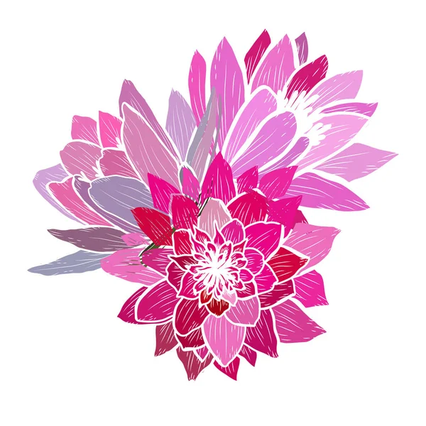 Decorative Hand Drawn Lotus Water Lily Flowers Design Elements Can — Wektor stockowy