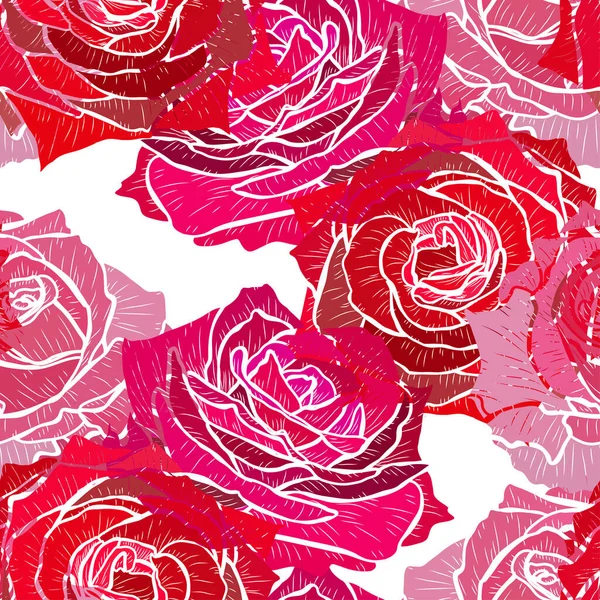 Élégant Motif Sans Couture Avec Des Fleurs Roses Des Éléments — Image vectorielle