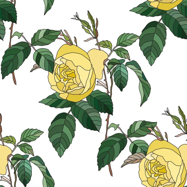 Elegant Seamless Узор Желтыми Розовыми Цветами Элементы Дизайна Цветочный Узор — стоковый вектор
