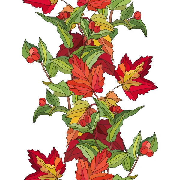 秋の葉や果実 デザイン要素とエレガントなシームレスパターン 招待状 カード ギフトラップ ファブリック 壁紙の秋のパターン — ストックベクタ