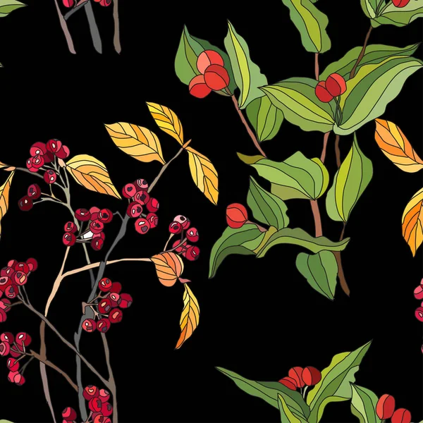 精美的无缝图案 带有草莓和仙女铃铛 设计元素 采购产品秋天浆果图案的邀请 印刷品 礼物包装 纺织品 — 图库矢量图片