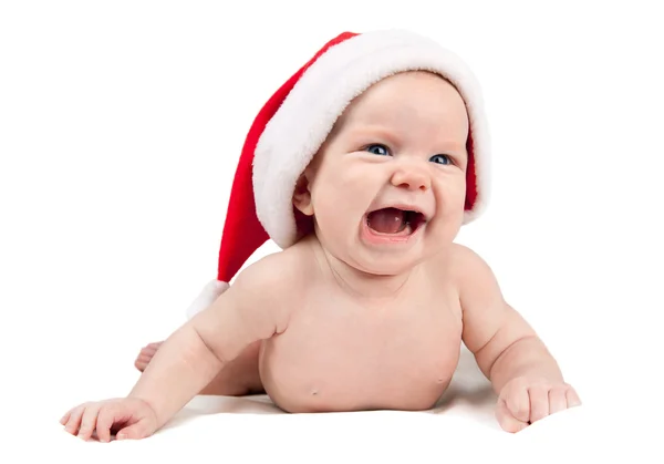 Dziecko w czerwony kapelusz santa — Zdjęcie stockowe