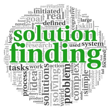Solution finding concept in word tag cloud