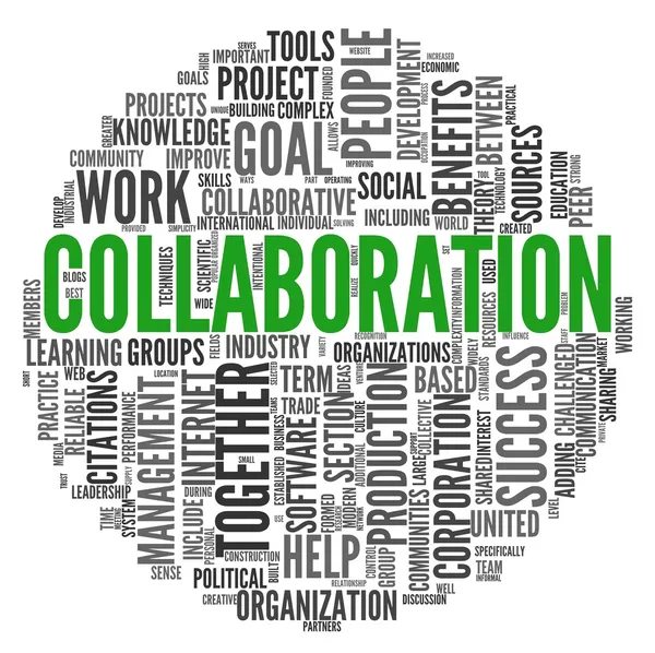 Concept de collaboration dans word tag cloud — Photo