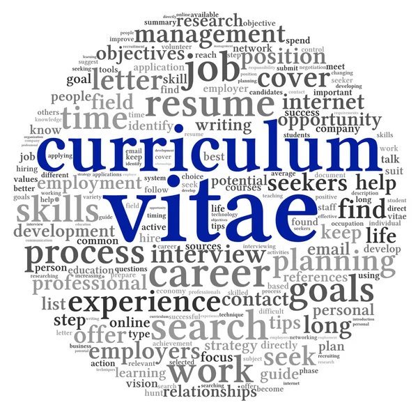 Curriculum vitae concetto in word tag cloud — Foto Stock