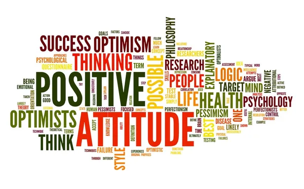 Positives Einstellungskonzept in Wort-Tag-Wolke — Stockfoto