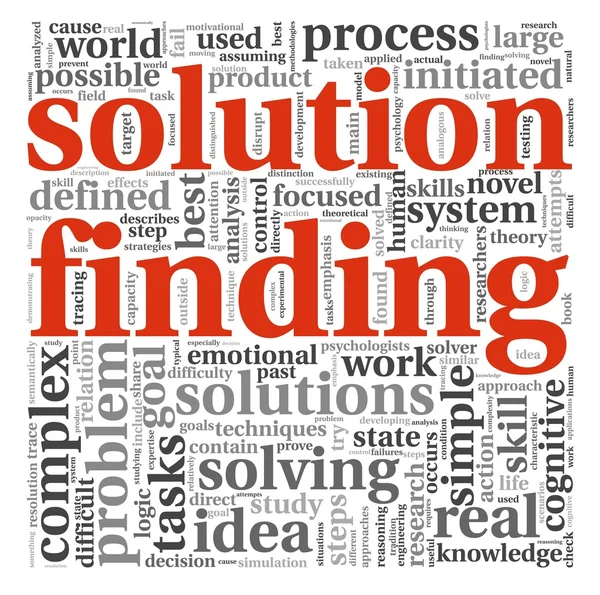 Solution finding concept in word tag cloud — Stock Photo, Image