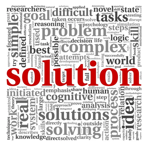 Solution concept in word tag cloud on white background — Stok fotoğraf