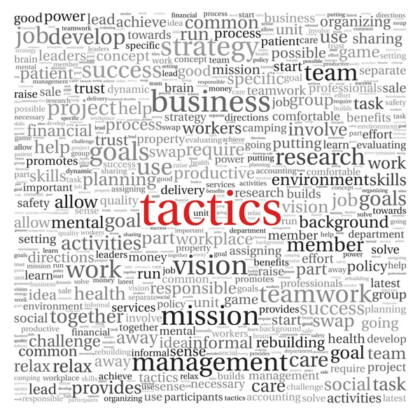 Táticas de negócios na nuvem de tags de palavras — Fotografia de Stock