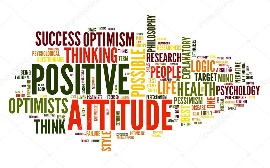 Positive attitude concept in word tag cloud