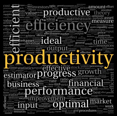 Productivity concept in word tag cloud on black background clipart