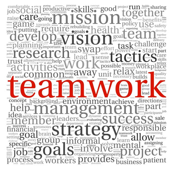 Teamwork concept in word tag cloud on white background — Stock Photo, Image