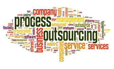işlem dış kaynak kavramı kelime tag cloud beyaz zemin üzerine