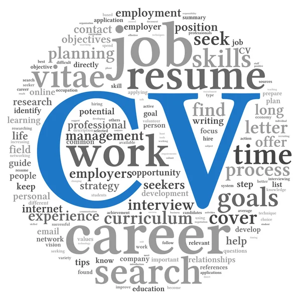 Curriculum vitae concetto in word tag cloud — Foto Stock