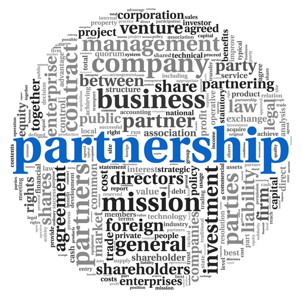 Partnerschap en business concept in de wolk van de markering op wit — Stockfoto