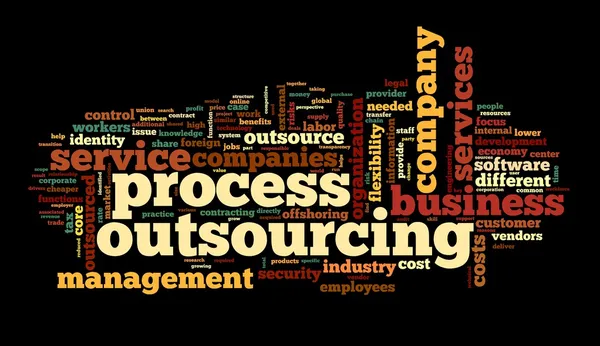 Process outsourcing concept in word tag cloud on black background — Stock Photo, Image