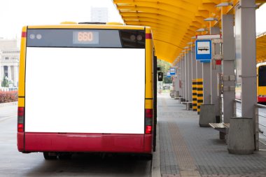 Blank billboard on back of bus