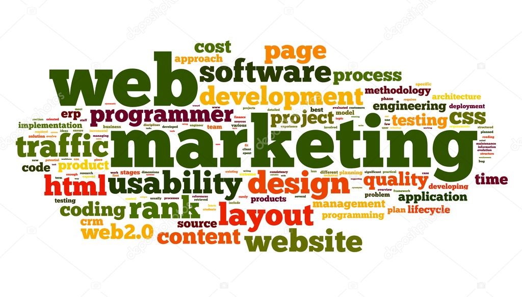 Web marketing concept in word cloud on white background