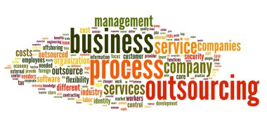 Business process outsourcing concept in word tag cloud on white background