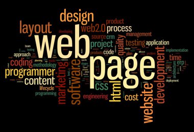 Web page concept in word tag cloud on black background clipart