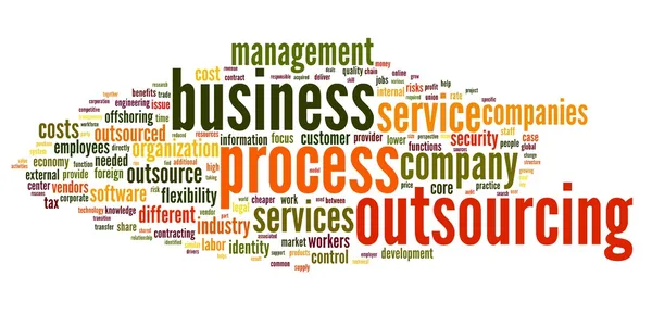 Concetto di outsourcing dei processi aziendali in word tag cloud su sfondo bianco — Foto Stock