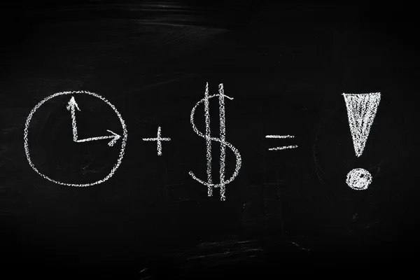 Money and time is success equation - concept illustrated on chalkboard — Stock Photo, Image