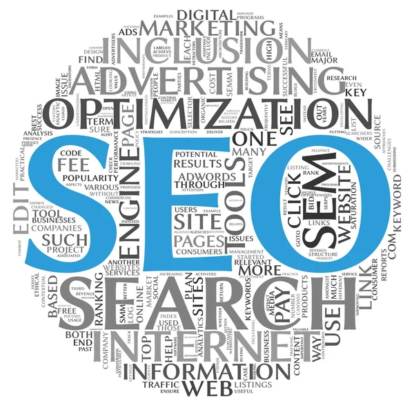 arama motoru optimizasyonu seo kavramı kelime tag cloud beyaz zemin üzerine