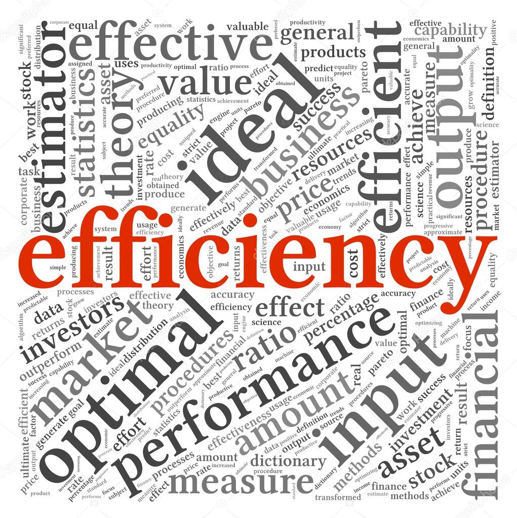 Efficiency concept in word tag cloud on white background