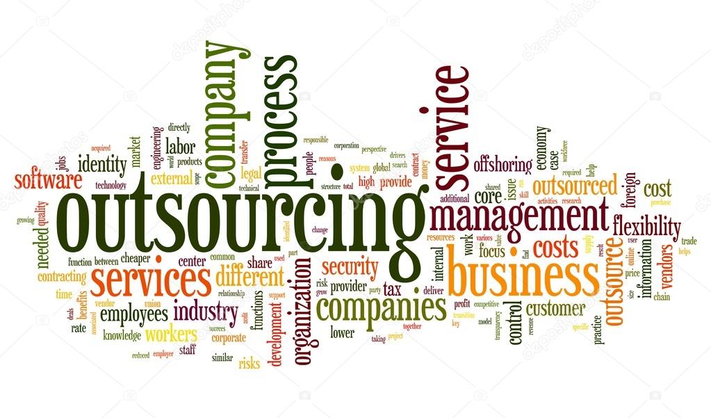 Outsourcing concept in word tag cloud on white background