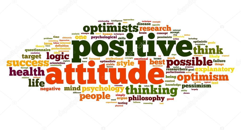 Positive attitude concept in word tag cloud on white background