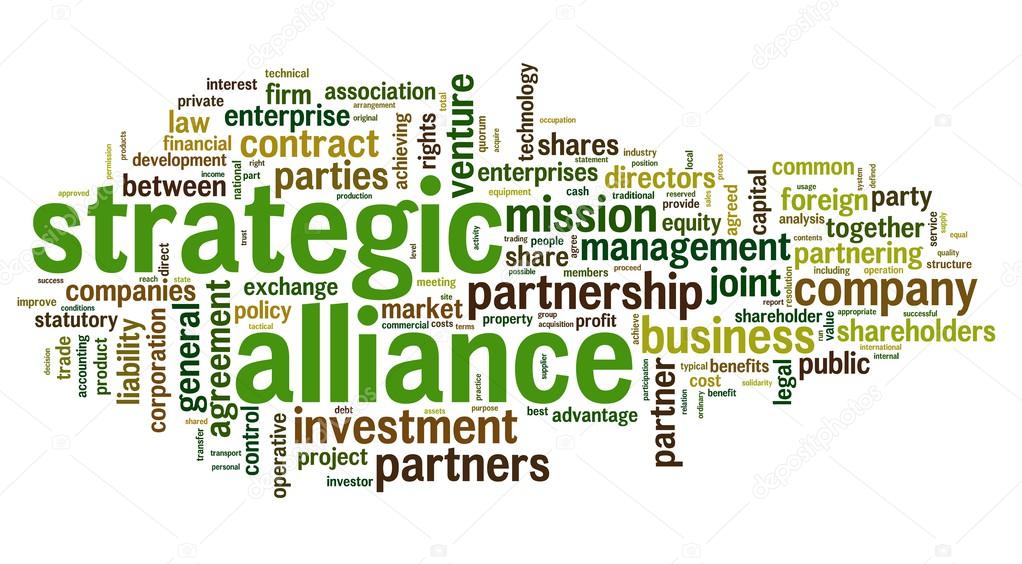 Strategic alliance concept in tag cloud on white