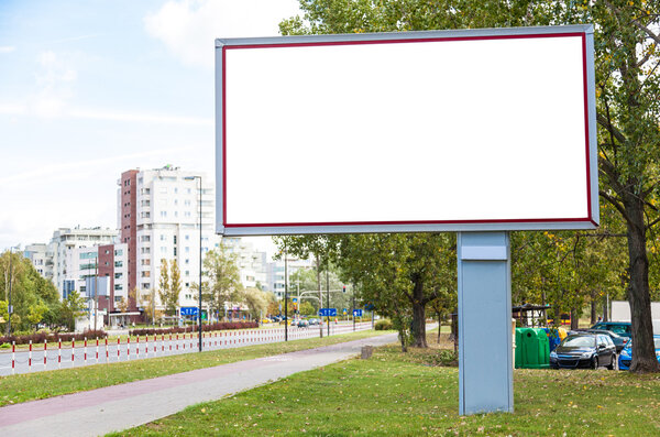 Blank billboard in city