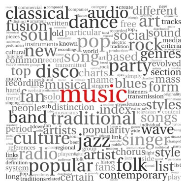 müzik konsepti kelimeler
