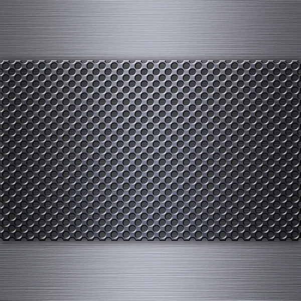 Steel mesh over brushed aluminum — Stock Photo, Image