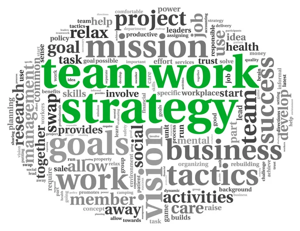 Concept de stratégie Teamword dans word tag cloud — Photo