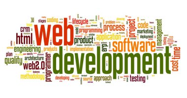 Web development concept in word tag cloud clipart