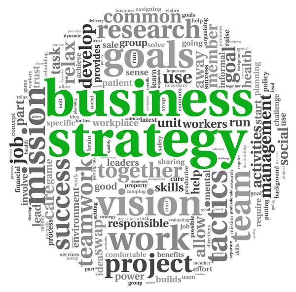 Концепция бизнес-стратегии в облаке текстовых тегов
