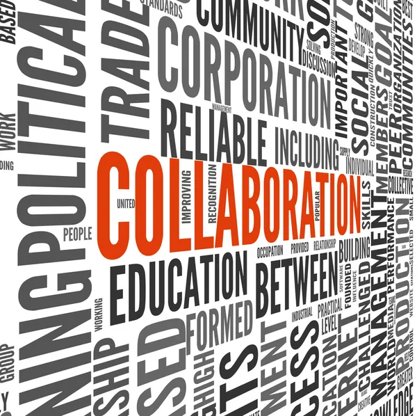 Concept de collaboration dans word tag cloud — Photo