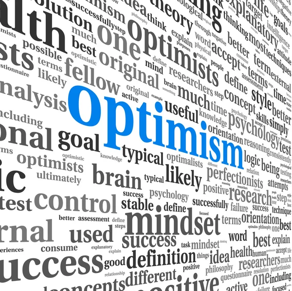 Optimism koncept i ordet taggmoln isolerade — Stockfoto
