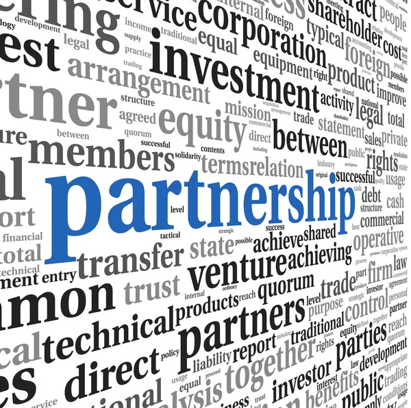 Partnerskap och business koncept i taggmoln — Stockfoto