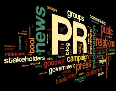 Halkla ilişkiler kavramı tag cloud