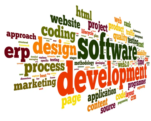 Concetto di sviluppo software in tag cloud — Foto Stock