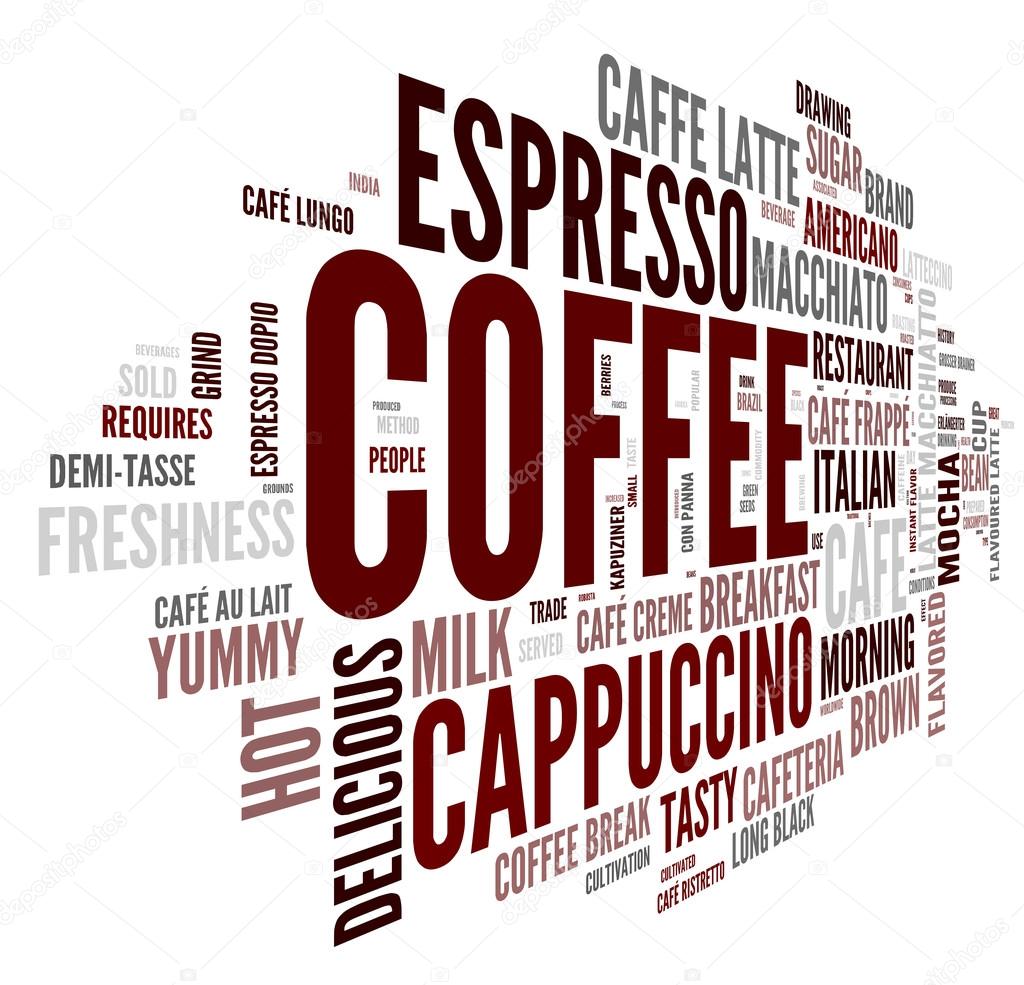 Coffee concept in word tag cloud