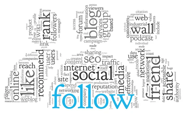 Social media conept in word tag cloud — Stock Photo, Image