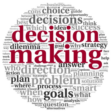 Decision concept in tag cloud clipart