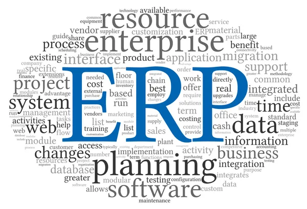 ERP v slovo tag cloud — Stock fotografie