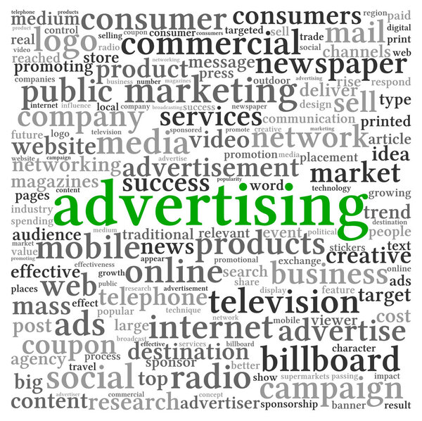 Advertising concept in word tag cloud