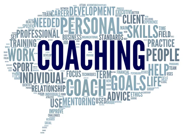 Coaching concept in de wolk van de markering van de bol — Stockfoto